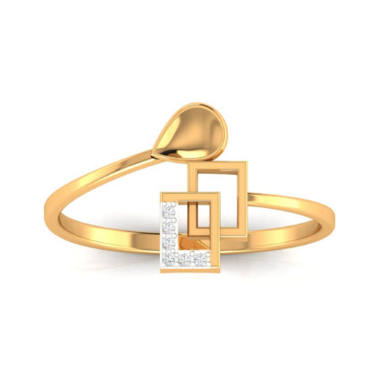 Elegant Starry Stardust Geometric Diamond Yellow Gold Ring