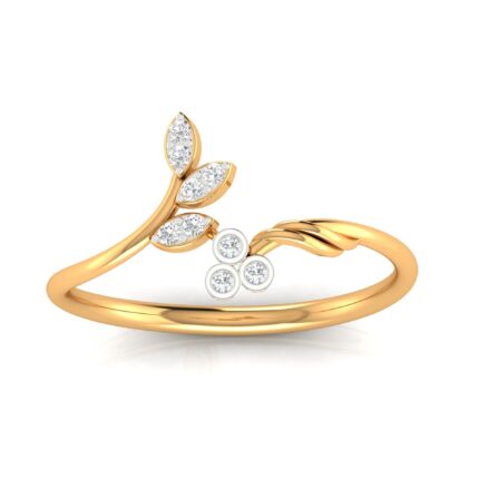 Delicate Bloom Sparkle Diamond Yellow Gold Ring