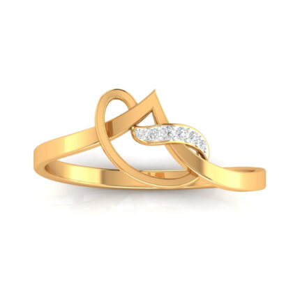 Graceful Infinity Heart Diamond Yellow Gold Ring