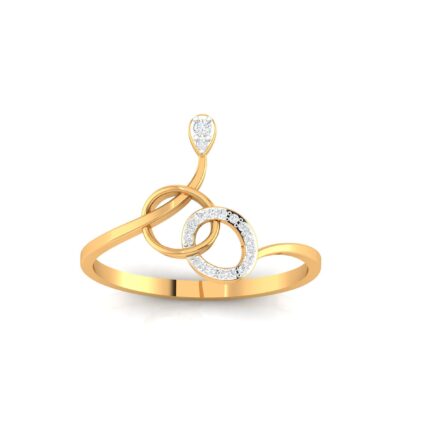 Elegant Loop & Teardrop Diamond Yellow Gold Ring