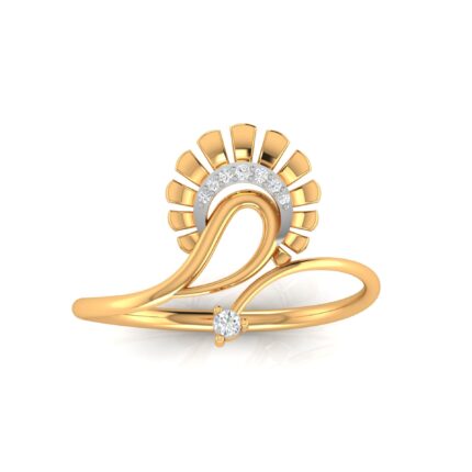 Stunning Half-Floral Arc Infinity Loop Yellow Gold Ring