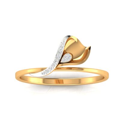 Elegant Nature-Inspired Leaf Diamond Yellow Gold Ring