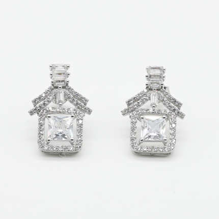 Radiant Princess-Cut Diamond White Gold Earrings