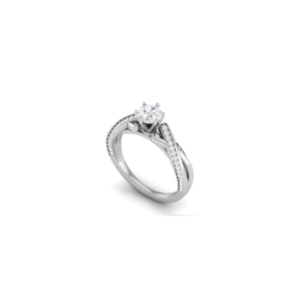 Elegant Pave Split Shank Diamond White Gold Engagement Ring