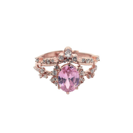 Elegant Pear-Cut Pink Sapphire and Rose Gold Diamond Ring