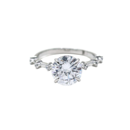 Delicate Customizable Round-Cut Diamond White Gold Solitaire Ring
