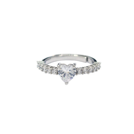 Graceful Customizable Heart-Shaped Diamond White Gold Ring