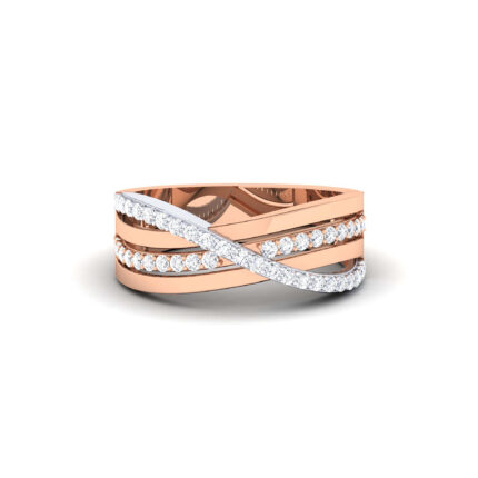 Elegant Crossover Diamond White Rose Gold Ring