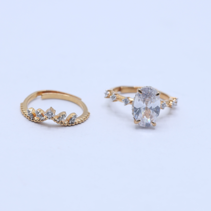 Sparkling Customizable Rose Gold Ring Set