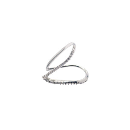 Elegant Customizable CZ Diamonds White Gold-Plated Ring