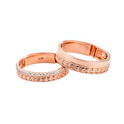 Elegant Rose Gold-Finished Sterling Silver Couple Rose Gold Bands
