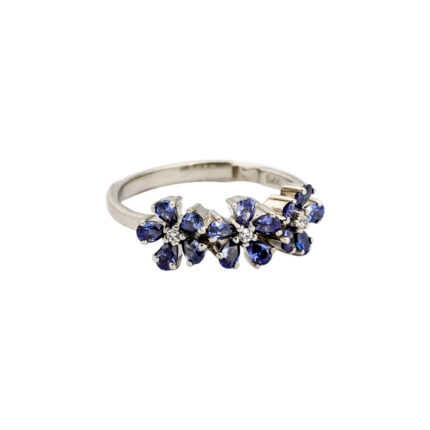 Graceful Tanzanite & Diamond Floral White Gold Ring