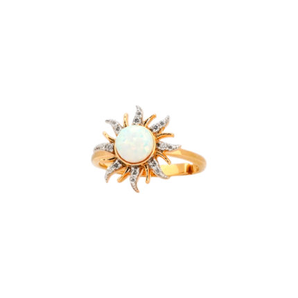 Dazzling Ethiopian Opal Halo Yellow Gold Ring