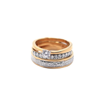 Elegant Trio Gold and Diamond Yellow Gold Ring Set