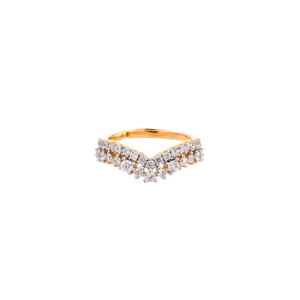Radiant V-Shaped Diamond Cluster Yellow Gold Ring