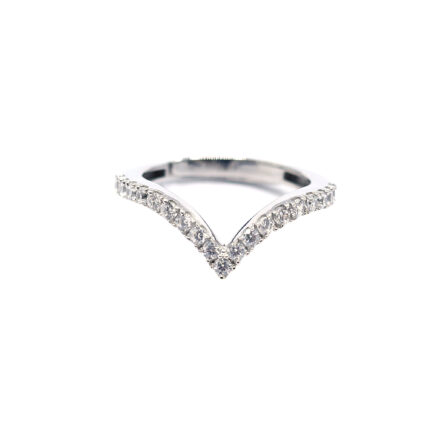 Elegant V-Shaped White Gold Diamond Pave Ring