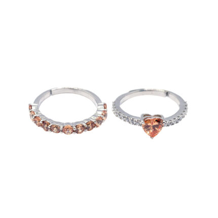 Delicate Heart-Shaped Morganite and Diamond White Gold Eternity Ring Set
