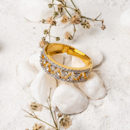 Delicate Customizable Sparkling Diamonds Yellow Gold Ring