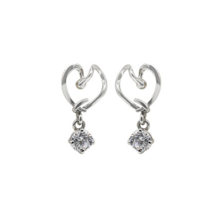 Elegant Heart Drop Sparkling Gemstone White Gold Earrings