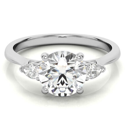 Elegant Three-Stone Moissanite Pear-Shaped Side Stones White Gold Ring