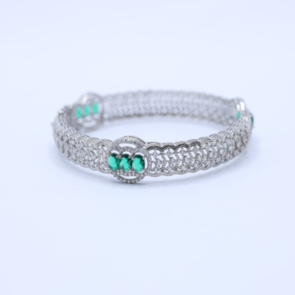 Timeless Emerald & Diamond Line Tennis White Gold Bracelet