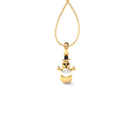Radiant Sterling Silver Snowman Yellow Gold Pendant