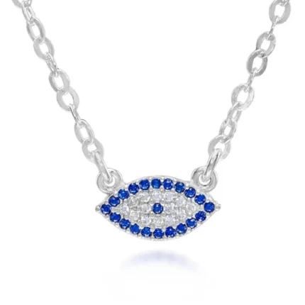 Elegant Silver Evil Eye White Gold Pendant