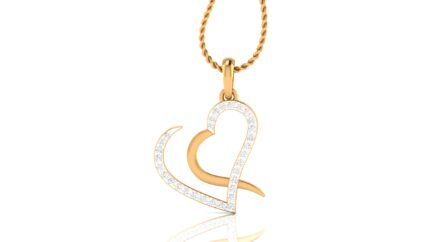 Shimmering Double Heart Yellow Gold Pendant