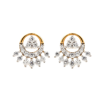 Luxurious Circle Drop Cascading Gemstone Fringe Yellow Gold Earrings