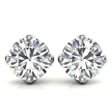 Radiant Round-Cut Diamond Martini White Gold Stud Earrings
