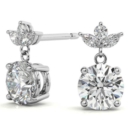 Radiant Moissanite Drop White Gold Earrings