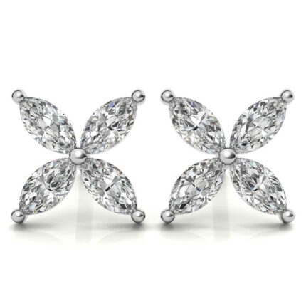 Exquisite Marquise-Cut Diamond White Gold Stud Earrings