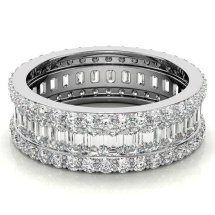 Luxurious Three-Row Diamond White Gold Eternity Band