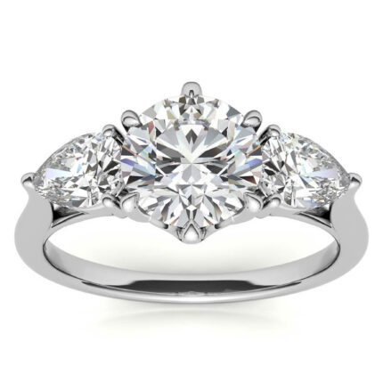 Elegant Three-Stone Moissanite White Gold Engagement Ring
