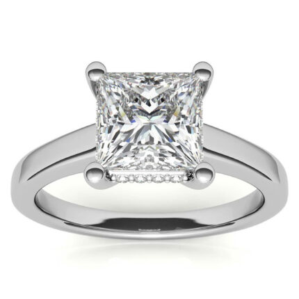 Sophisticated Petite Solitaire Vine Moissanite Diamond White Gold Ring Set