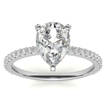 Radiant Moissanite Pear-Cut Solitaire White Gold Engagement Ring