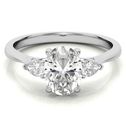 Radiant Oval-Cut Diamond Three-Stone White Gold Engagement Ring