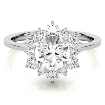 Luxury Floral-Inspired Round Moissanite White Gold Engagement Ring