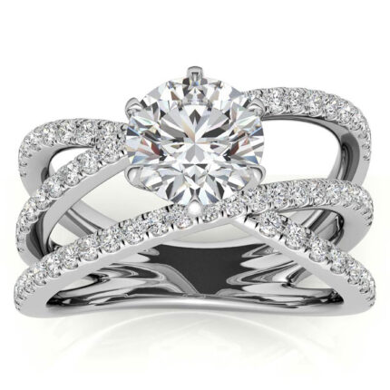 Radiant Round Moissanite White Gold Engagement Ring