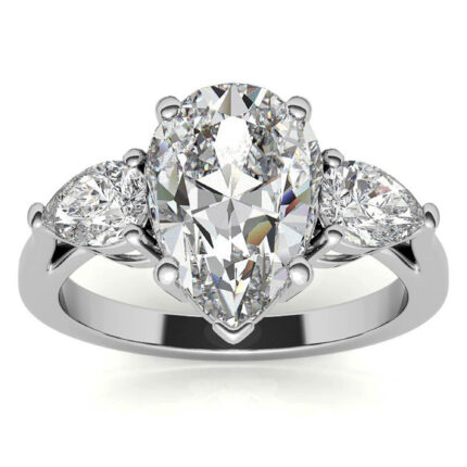 Elegant Three-Stone Pear-Cut Moissanite White Gold Ring