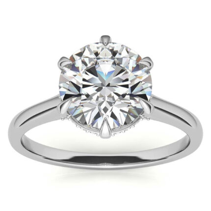 Classic Round-Cut Diamond Solitaire Engagement White Gold Ring