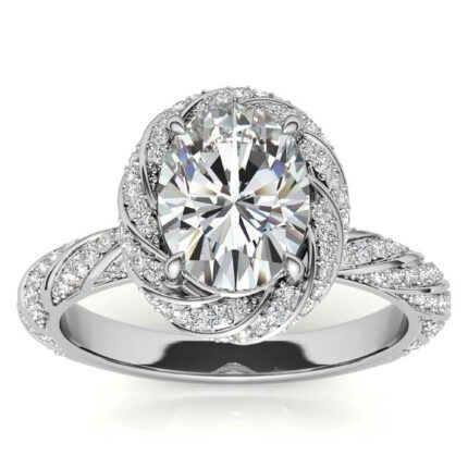Sparkling Oval-Cut Diamond Infinity Twist White Gold Engagement Ring