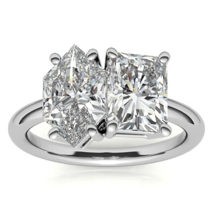 Elegant "Toi et Moi" White Gold Ring