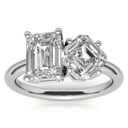 Elegant Bypass Design White Gold Ring