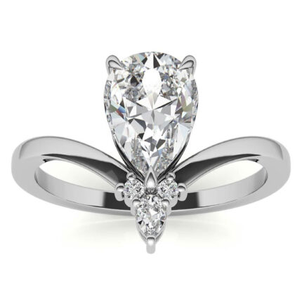 Graceful Pear-Shaped Diamond White Gold Engagement Ring