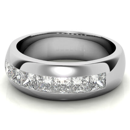 Sophisticated Men's Princess Cut Diamond Channel-Set White Gold Wedding Band