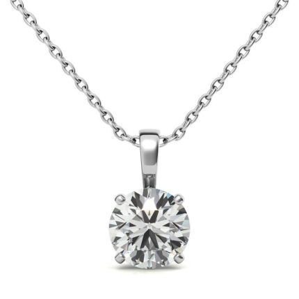Sophisticated Round-Cut Solitaire White Gold Pendant
