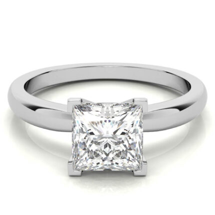 Luxury Princess-Cut V-Prong Setting Moissanite White Gold Solitaire Ring