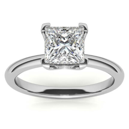 Elegant Princess Cut Diamond Solitaire White Gold Engagement Ring