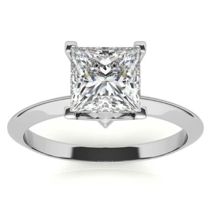 Graceful Princess Cut Diamond White Gold Solitaire Ring